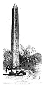Obelisk Prints: Obelisk of Heliopolis, Egypt Wood engraving of from Picturesque Palestine