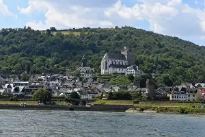 Vinery Prints: Oberwesel, Germany - 20 July 2024: drone view at the village of Oberwesel on Germany