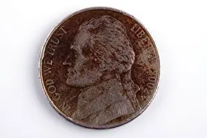 Cents Prints: Obverse of a five cent coin from the Unites States of America