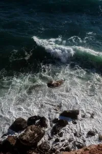Swell Prints: Ocean wave background breaking sea water rocky shore rough seas turquoise water gradient foam