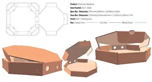 Take Away Prints: Octagon pizza box medium packaging template self lock die cut-vector