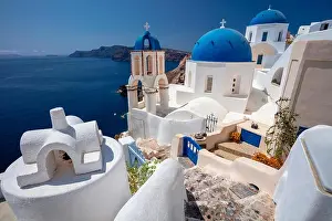 Oia, Santorini. Image of famous cyclades village Oia located at the island of Santorini, South Aegean, Greece