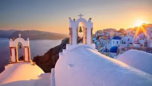 Oia, Santorini. Image of famous cyclades village Oia located at the island of Santorini, South Aegean, Greece