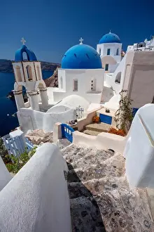 Oia, Santorini. Image of famous cyclades village Oia located at the island of Santorini, South Aegean, Greece