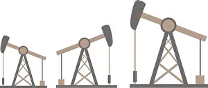 Petroleum Prints: Oil rigs isolated on white. Fuel mining concept. Pumping olil. Vector illustration