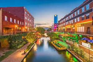 Oklahoma City, Oklahoma, USA cityscape in Bricktown at dusk