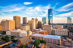 Oklahoma City, Oklahoma, USA downtown skyline at twilight