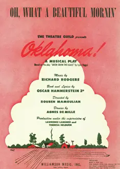 Oklahoma Prints: Oklahoma! Oh What a Beautiful Morning musical vintage poster, 1943 - Editorial use only