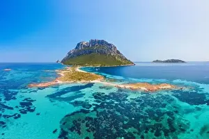 Olbia Area, Sardinia, Italy, aerial view of Tavolara island