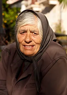 Albanian Prints: Old Albanian woman in head scarf