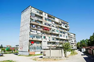 Bulgarian Prints: Old apartment building in Targovishte (Bulgaria)