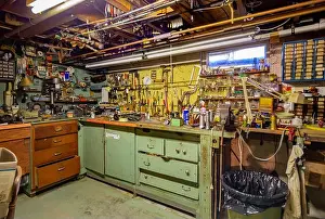 Things Prints: Old basement work shop filled with tools and objects