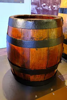 Brewery Prints: Old beer barrel at the Tychy (Tyskie) Brewery in Poland, Europe
