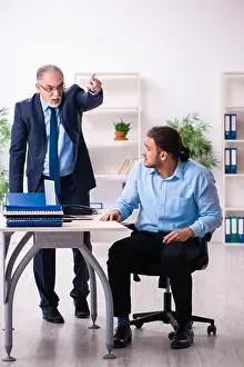 Explaining Prints: Old boss and his young assistant in the office