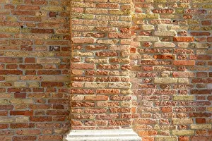 Bricks Prints: Old brick wall with red brick background, Concrete crack, vintage wall background