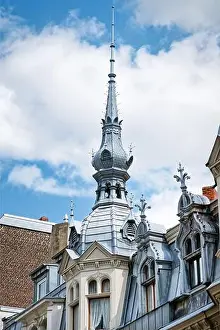 Cologne Prints: old building with ornamented gables and onion dom in the style of historicism in the belgian quarter of cologne