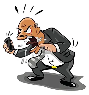 Frustrated Prints: Old Business man angry at phone