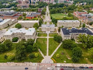 Turf Prints: Old Capitol and Pentacrest: Aerial photograph of the beautiful University of Iowa campus and environs