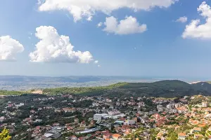 An old city in the mountains of Albania. Top landscape view