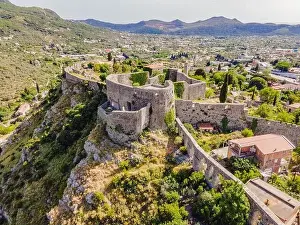 Stari Prints: Old city. Sunny view of ruins of citadel in Stari Bar town near Bar city