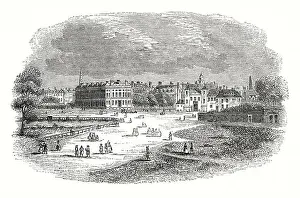Seventeen Prints: An old engraving of St James's Park and Horse Guards Parade