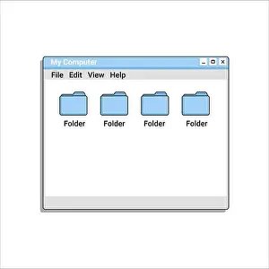 Control Panel Prints: Old file explorer program in blue color with files and folders