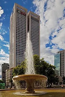 Frankfurt Prints: old fountain in front of the OpernTurm, Germany, Hesse, Frankfurt am Main
