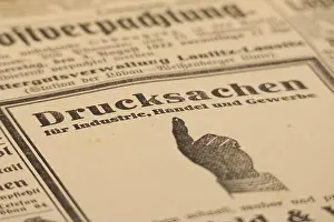 Article Prints: a old german retro war press newspaper with headlines macro shot