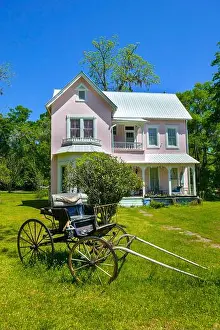 Small Town Prints: Old house in a North Florida small town is painted an eye-catching pink