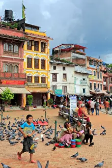 Kathmandu Prints: Old houses near Boudhanath stupa, Kathmandu, Nepal