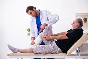 Calf Prints: Old injured man visiting young doctor traumatologist