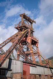 The old Lewis Merthyr pit head winding gear at the Rhondda Heritage Park Museum, Trehafod, South Wales