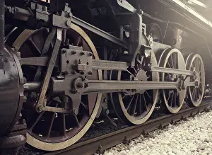 Wheel Prints: Old locomotive wheels close up