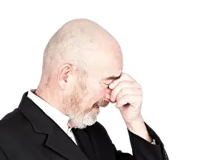 Grown Up Prints: old man in a black jacket with bald head and grey beard, Germany, Bavaria