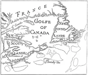 Geographical Feature Prints: Old map of Acadia, 17th century (c1880)