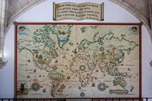 An old map of the Portuguese colonial empire at the Maritime Museum of Lisbon, Portugal