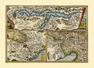 Lake Como Prints: Old Maps. Three detailed views of lake Como