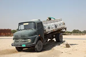 Qatar Prints: Old Mercedes Benz water truck in Qatar, Middle East