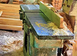 Disc Prints: Old multi-function woodworking machine for furniture manufacturing in handicraft