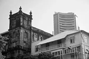 Colourless Prints: Old and new BSE Bombay Stock Exchange building Bombay Mumbai Maharashtra India