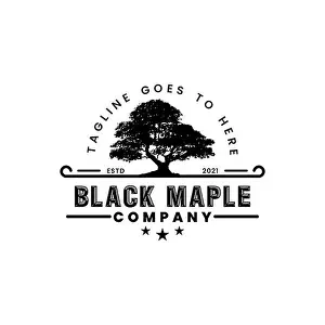 Relative Prints: Old Oak Maple Tree Silhouette Logo Design