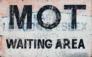Distressed Prints: Old painted MOT Sign, painted on top of a previous sign. As seen on Wheeler Dealers. UK