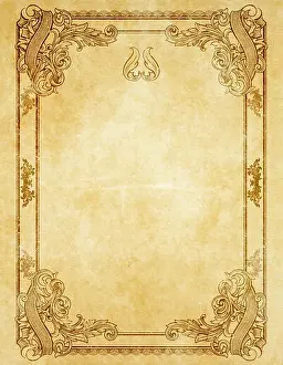 Papyrus Prints: Old paper background with old-fashioned decorative border