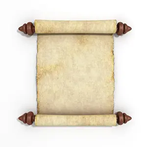 Yellow Sign Prints: old papyrus scroll isolated on white background 3d render