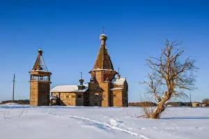 Churchyard Prints: Old Russian wooden church of St