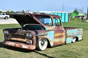 Hot Rod Prints: An old rusty Chevrolet Pickup Truck at a car show