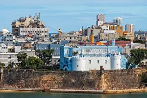 Old San Juan, Puerto Rico cityscape on the water in the Caribbean