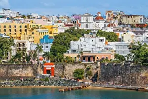 Old San Juan, Puerto Rico cityscape on the water in the Caribbean
