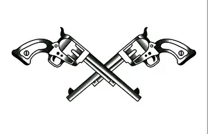 Colt Prints: Old school tattoo drawing crossed pistols