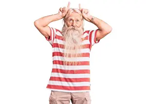 Animal Head Prints: Old senior man with grey hair